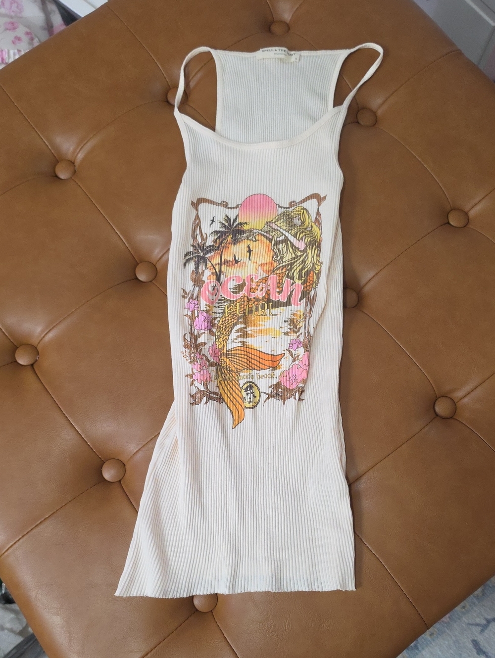 S Spell Ocean Pearl Ribbed Tank